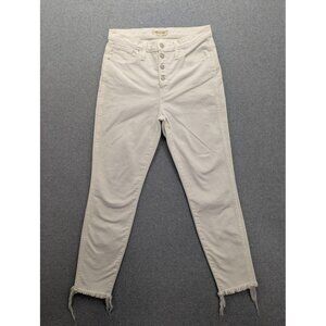 Madewell 10" High Rise Skinny Crop Jeans Womens 30 Fringe Hem Stretch H5893
